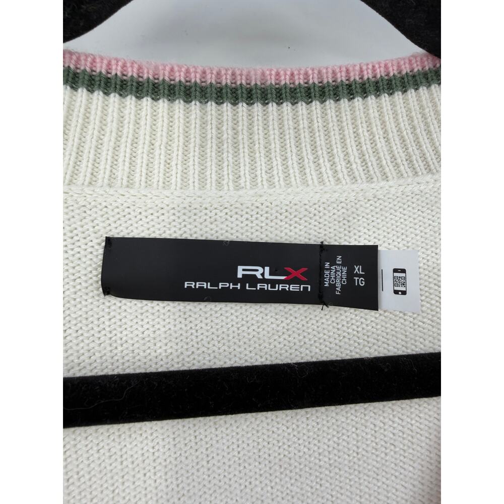 Ralph Lauren RLX Womens Wool Blend V-Neck Sweater Size XL White Cricket Preppy - Picture 5 of 11